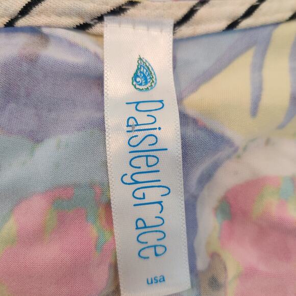 Paisley Grace Top Abstract Floral Stretch Jersey Knit Babydoll - Picture 10 of 10